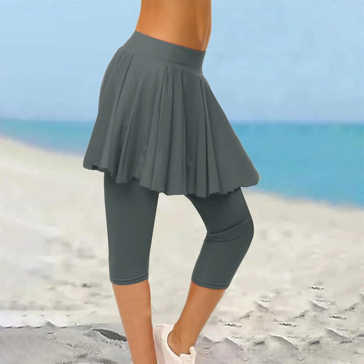 Skirted Leggings for Women Tennis Golf Skorts Capris Gym Tennis Yoga Legging with Skirts Sports Running Pickleball