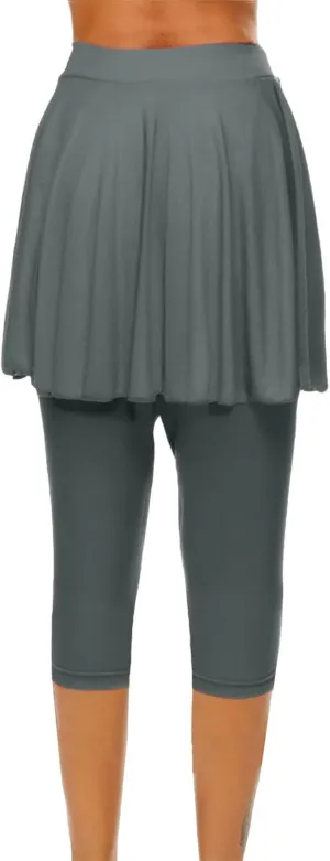 Skirted Leggings for Women Tennis Golf Skorts Capris Gym Tennis Yoga Legging with Skirts Sports Running Pickleball