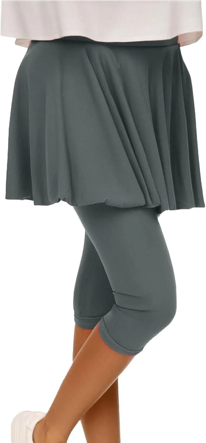 Skirted Leggings for Women Tennis Golf Skorts Capris Gym Tennis Yoga Legging with Skirts Sports Running Pickleball