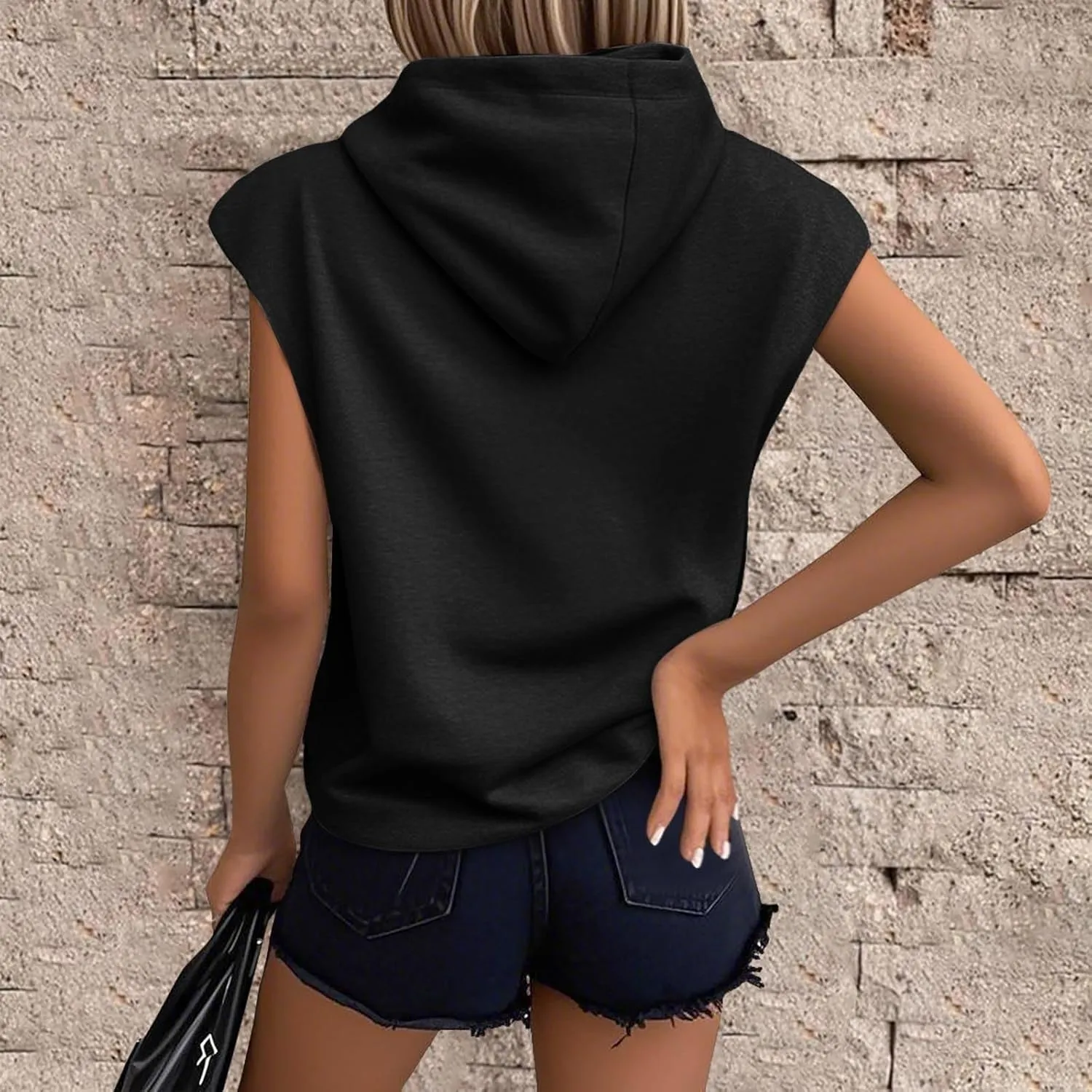 Sleeveless Hoodies for Women Plus Size Heart Print Hooded Sweatshirt Vest Loose Fit Summer Workout Athletic Tank Tops