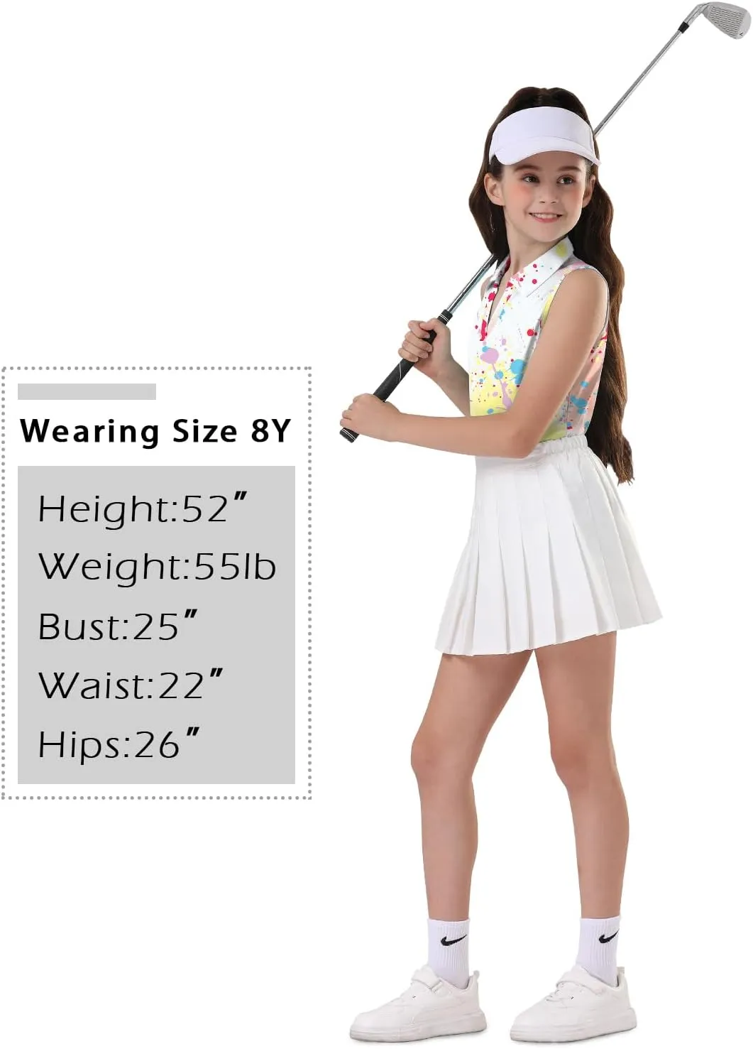 Soneven Girls' Sleeveless Polo Shirts V Neck Golf Tennis T-Shirts Collared Tank Tops for 5-14 Years