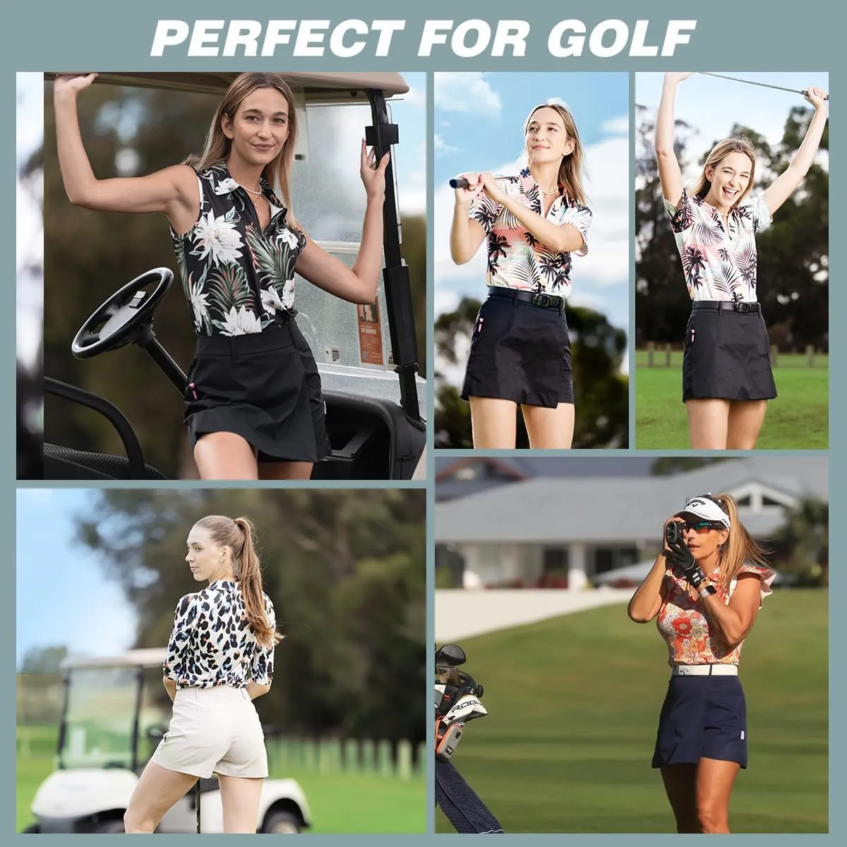 Soneven Women's Golf Skorts Skirts 15'' High Waisted Golf Shorts Athletic Tennis Skirt Built-in Shorts with Pockets