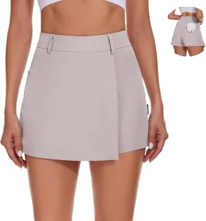 Soneven Women's Golf Skorts Skirts 15'' High Waisted Golf Shorts Athletic Tennis Skirt Built-in Shorts with Pockets