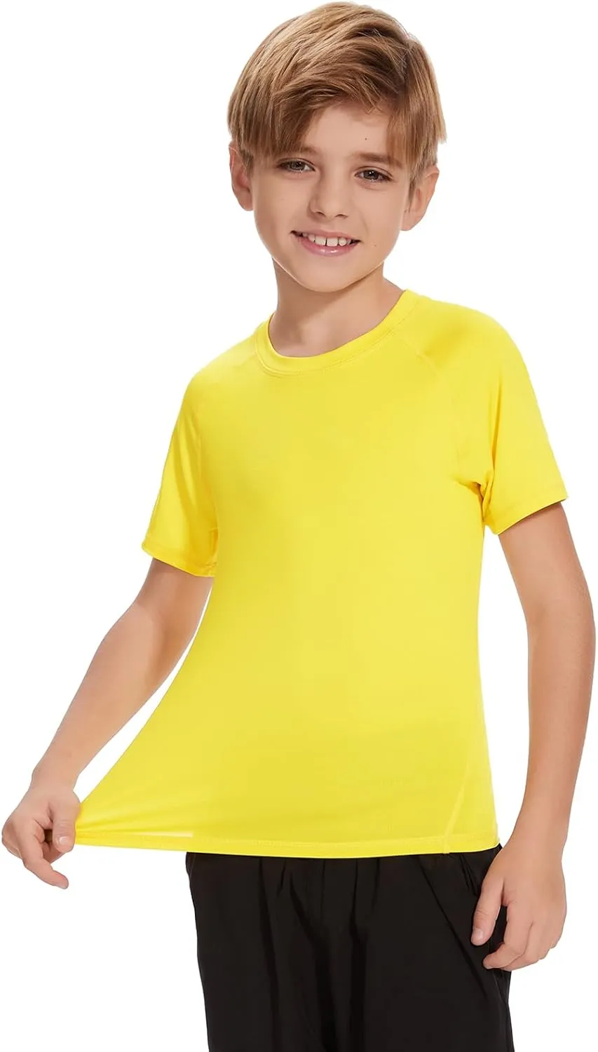 Star Vibe Boys Compression Shirt Short Sleeve Quick Dry Athletic Shirts Kids Sports Base Layer Performance Summer Tops