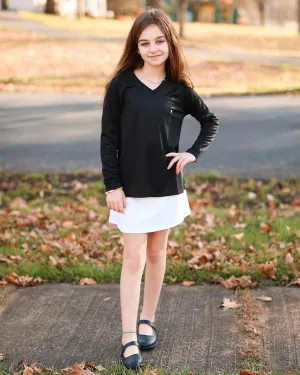 Stelle Youth Girls Athletic Performance Long Sleeve Shirts V Neck Moisture Wicking Base Layer Undershirt