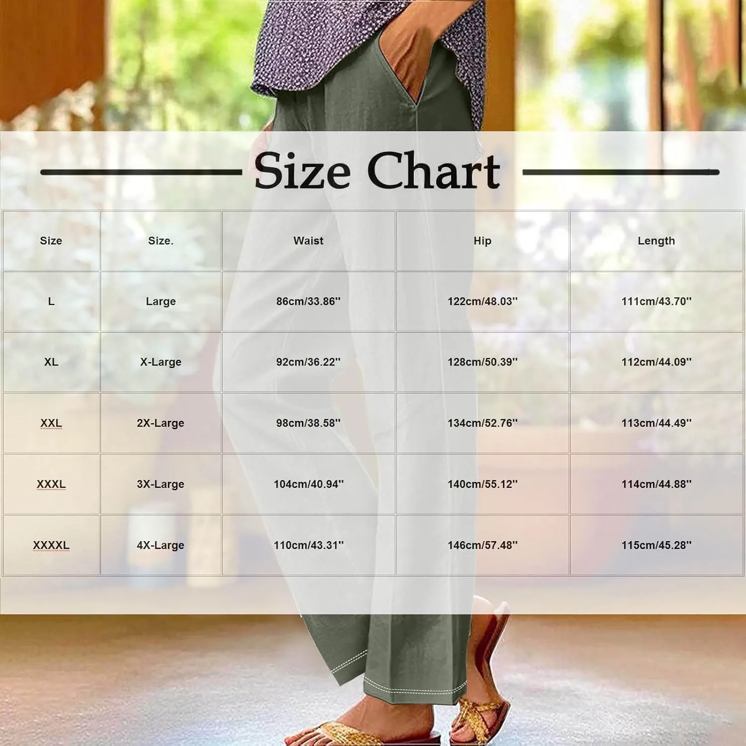 Summer Boho Cotton Linen Pant for Women, Lightweight Elastic Waist Baggy Casual Trousers with Pockets