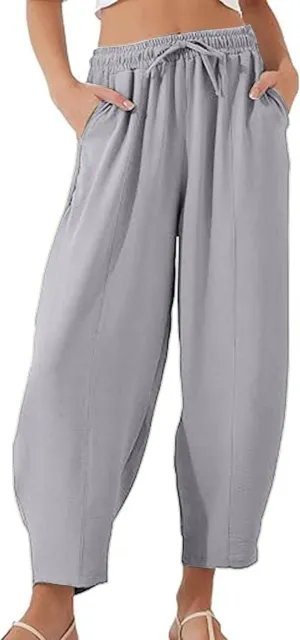 Summer Pants for Women 2024 High Waisted Pants Baggy Harem Pants Loose Casual Pants Comfy Trousers with Pockets