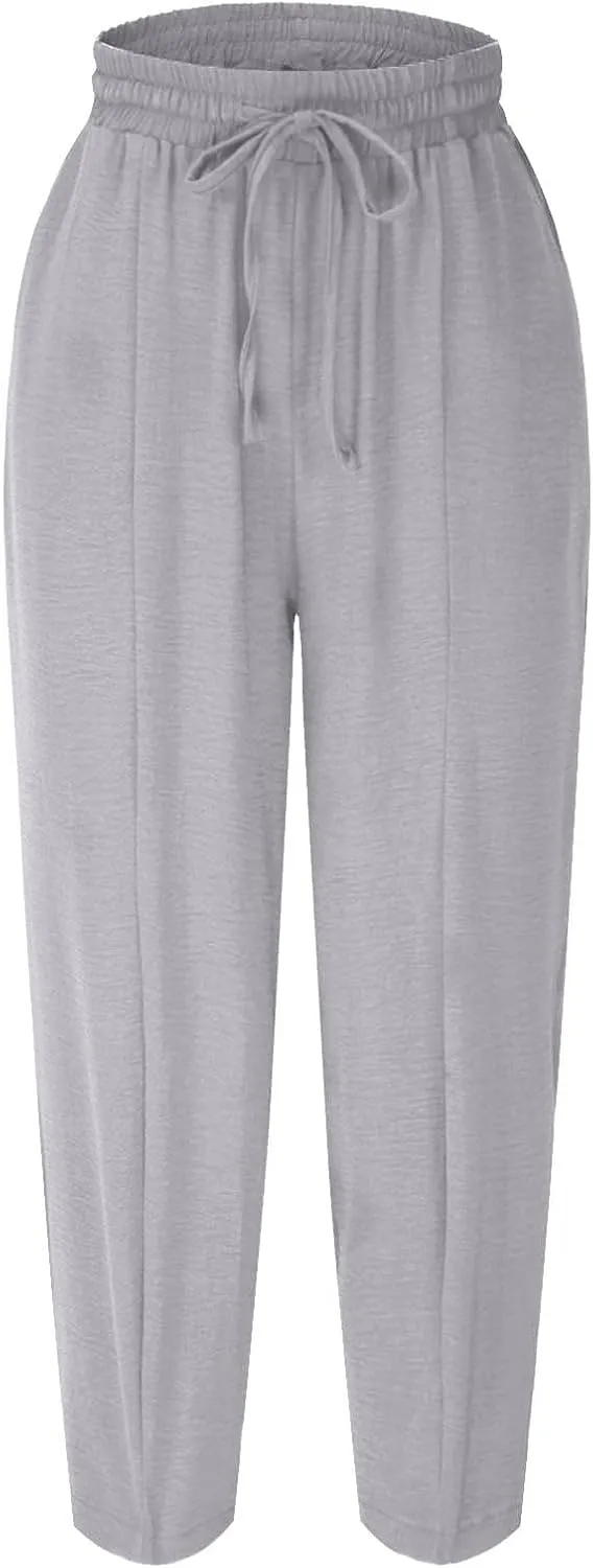 Summer Pants for Women 2024 High Waisted Pants Baggy Harem Pants Loose Casual Pants Comfy Trousers with Pockets