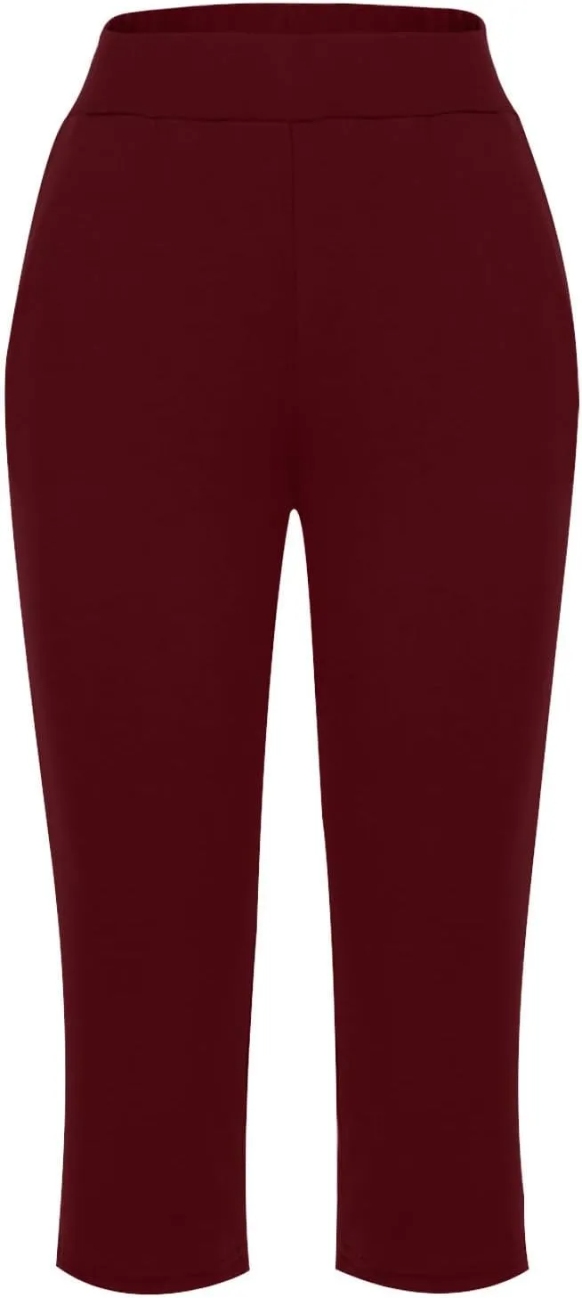 Summer Pants for Women 2024 High Waisted Straight Leg Lounge Pant Casual Trendy Capris Trousers with Pockets