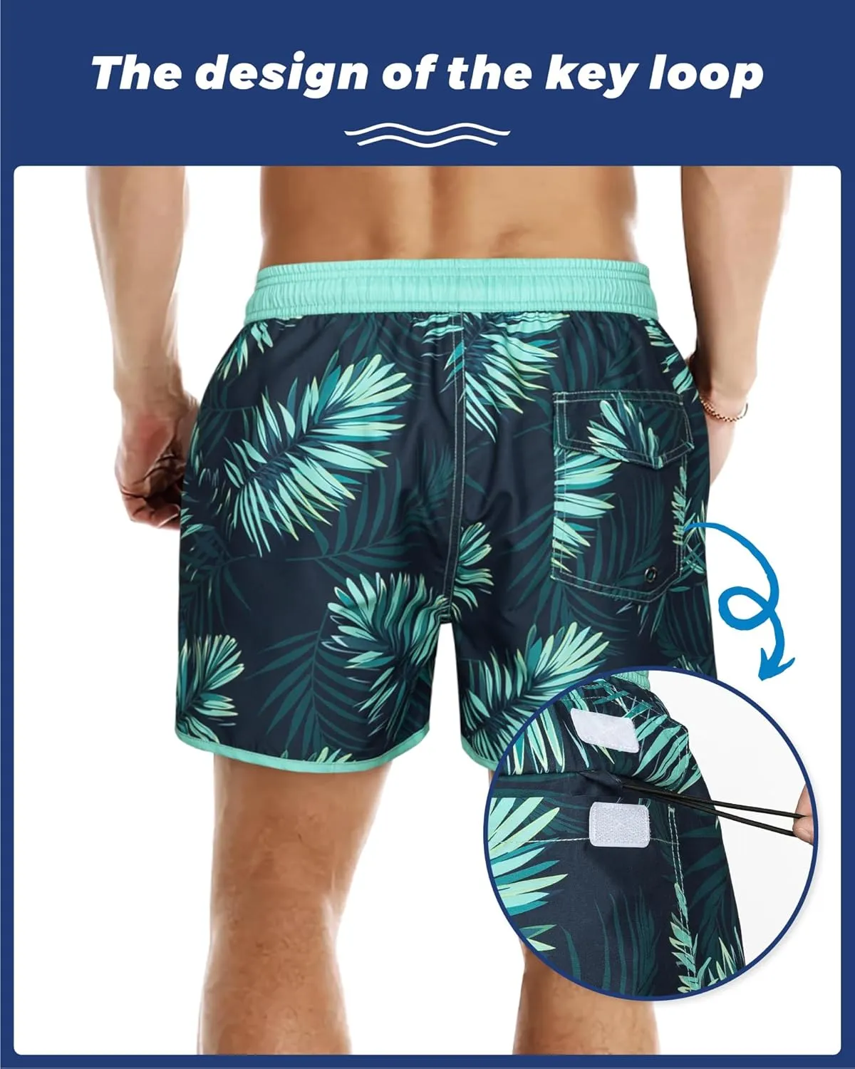 SURF CUZ Mens Swim Trunks 5" Swim Shorts Vintage Bathing Suits with Mesh Lining 80s 90s Retro Swimwear Board Shorts