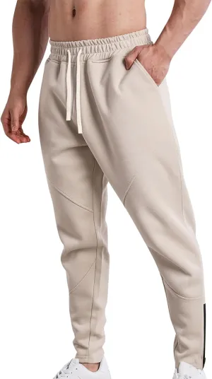 Sweatpants for Men Sport Tapered Joggers Mens Trendy Elastic Waist Solid Color Jogger Split Utility Fitted Cargo