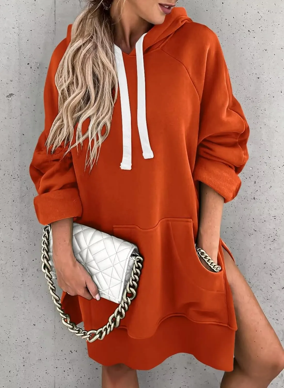 Syellowafter Women Oversized Hoodie Dress Pullover Winter Kangaroo Pocket Sweatshirt Fall Tops Casual Loungewear