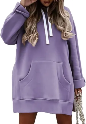 Syellowafter Women Oversized Hoodie Dress Pullover Winter Kangaroo Pocket Sweatshirt Fall Tops Casual Loungewear