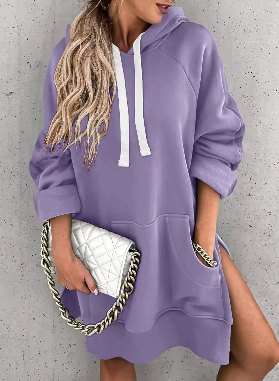 Syellowafter Women Oversized Hoodie Dress Pullover Winter Kangaroo Pocket Sweatshirt Fall Tops Casual Loungewear