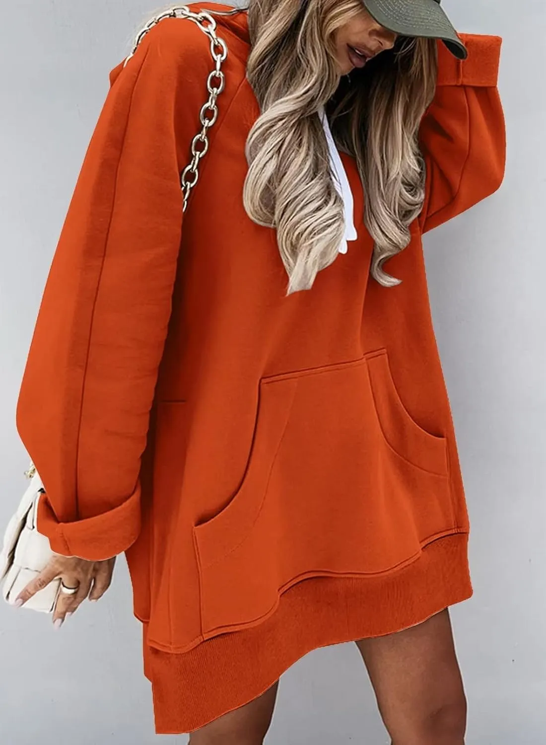 Syellowafter Women Oversized Hoodie Dress Pullover Winter Kangaroo Pocket Sweatshirt Fall Tops Casual Loungewear