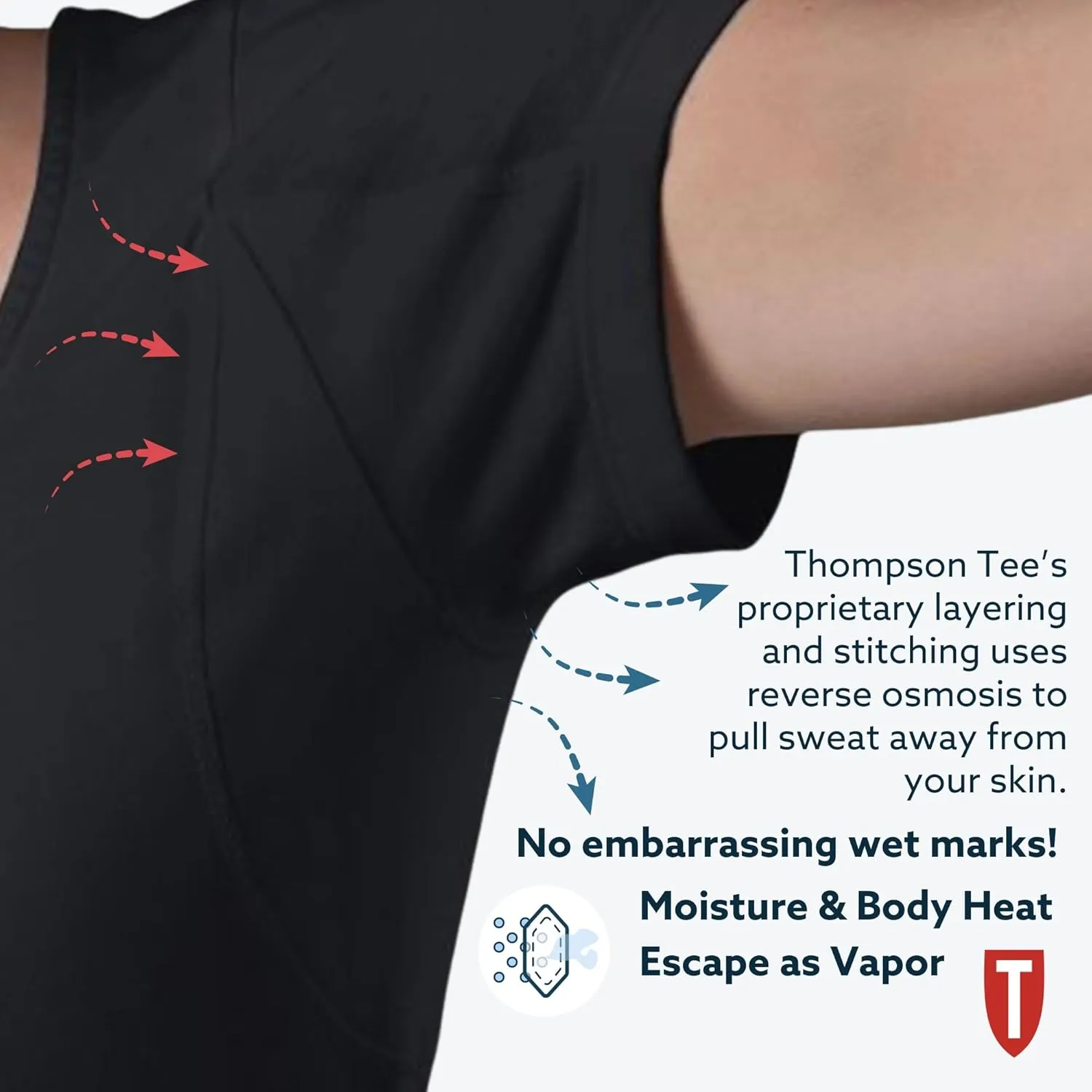 T THOMPSON TEE Women's Sweatproof Undershirt | Scoop Neck | Slim Fit | with Sweat Pads