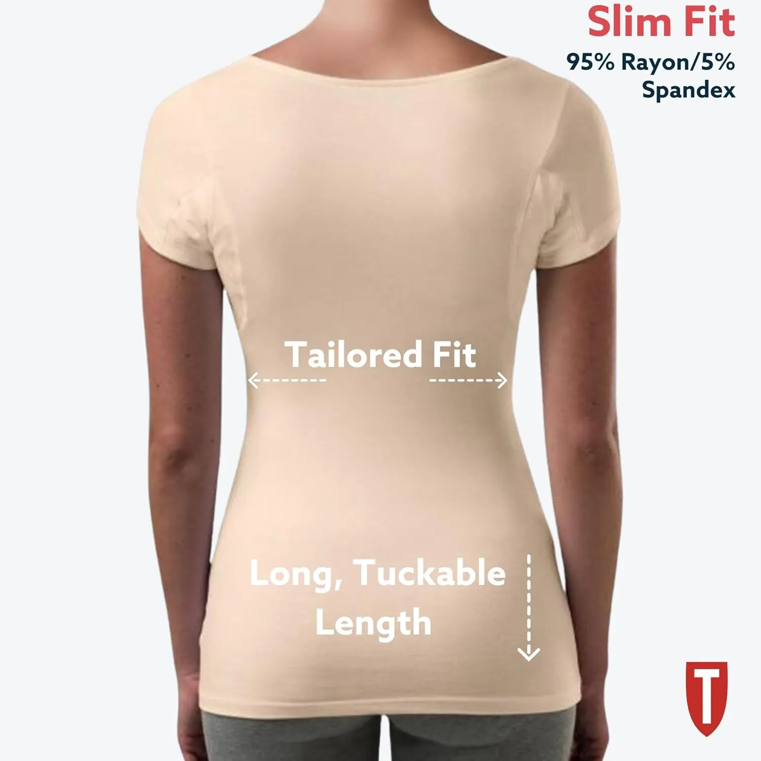 T THOMPSON TEE Women's Sweatproof Undershirt | Scoop Neck | Slim Fit | with Sweat Pads