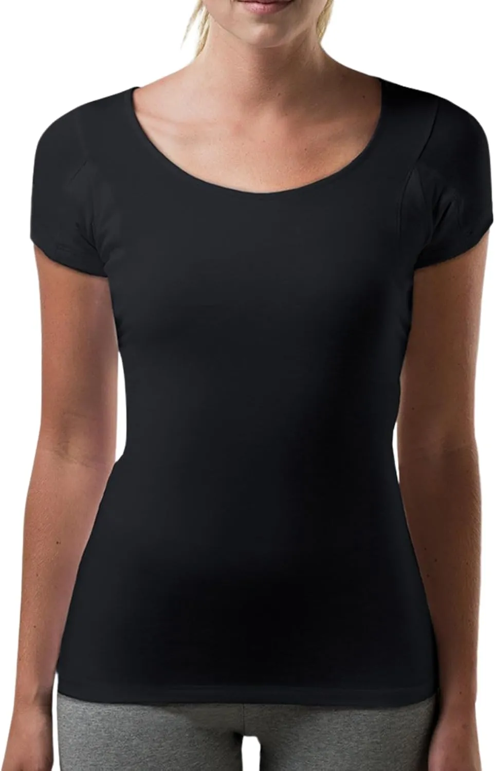 T THOMPSON TEE Women's Sweatproof Undershirt | Scoop Neck | Slim Fit | with Sweat Pads