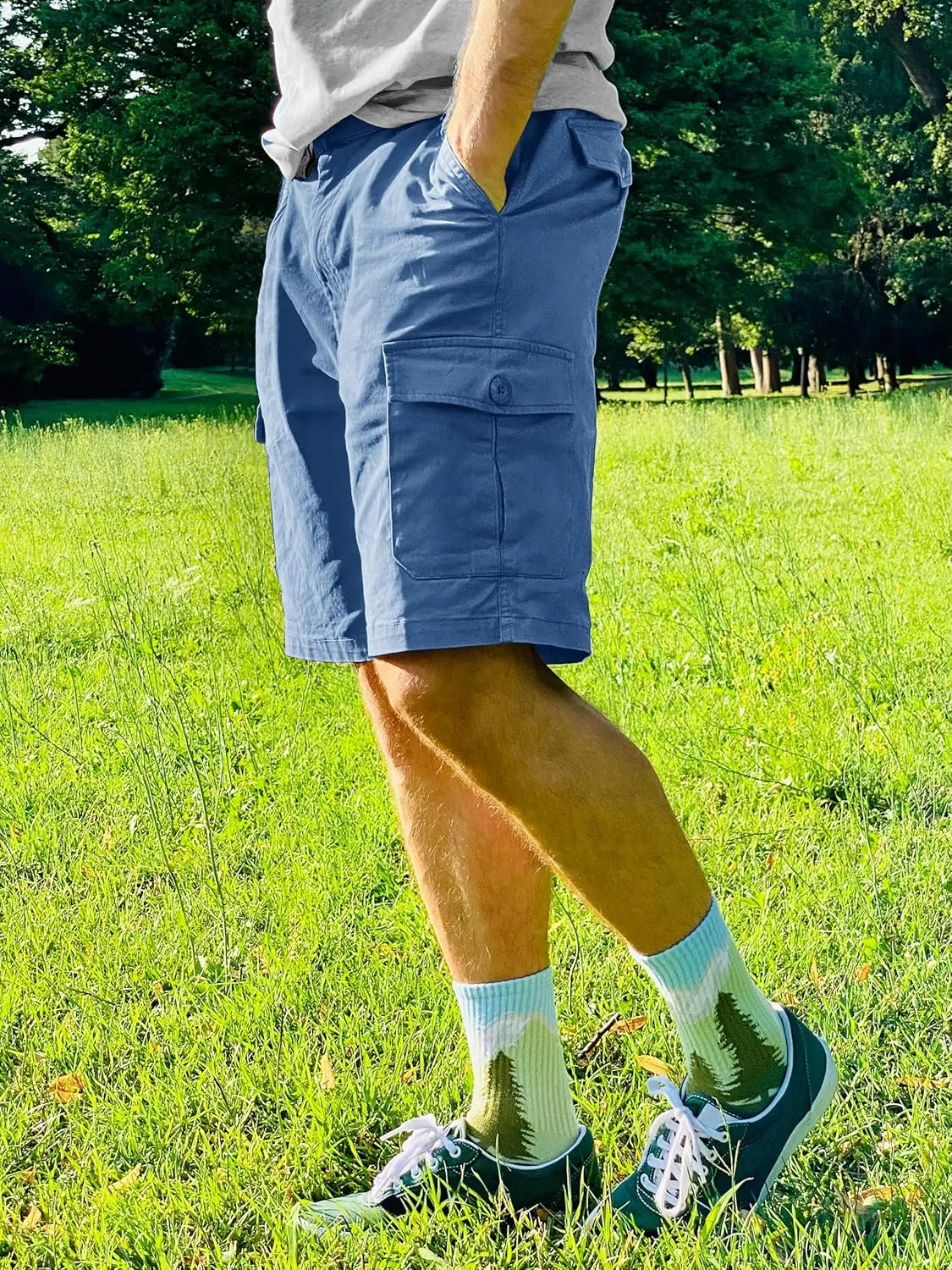 TACVASEN Men's Cargo Shorts Golf Elastic Waist Short for Men Cotton Hiking Shorts Stretchy Workout Short with Pockets