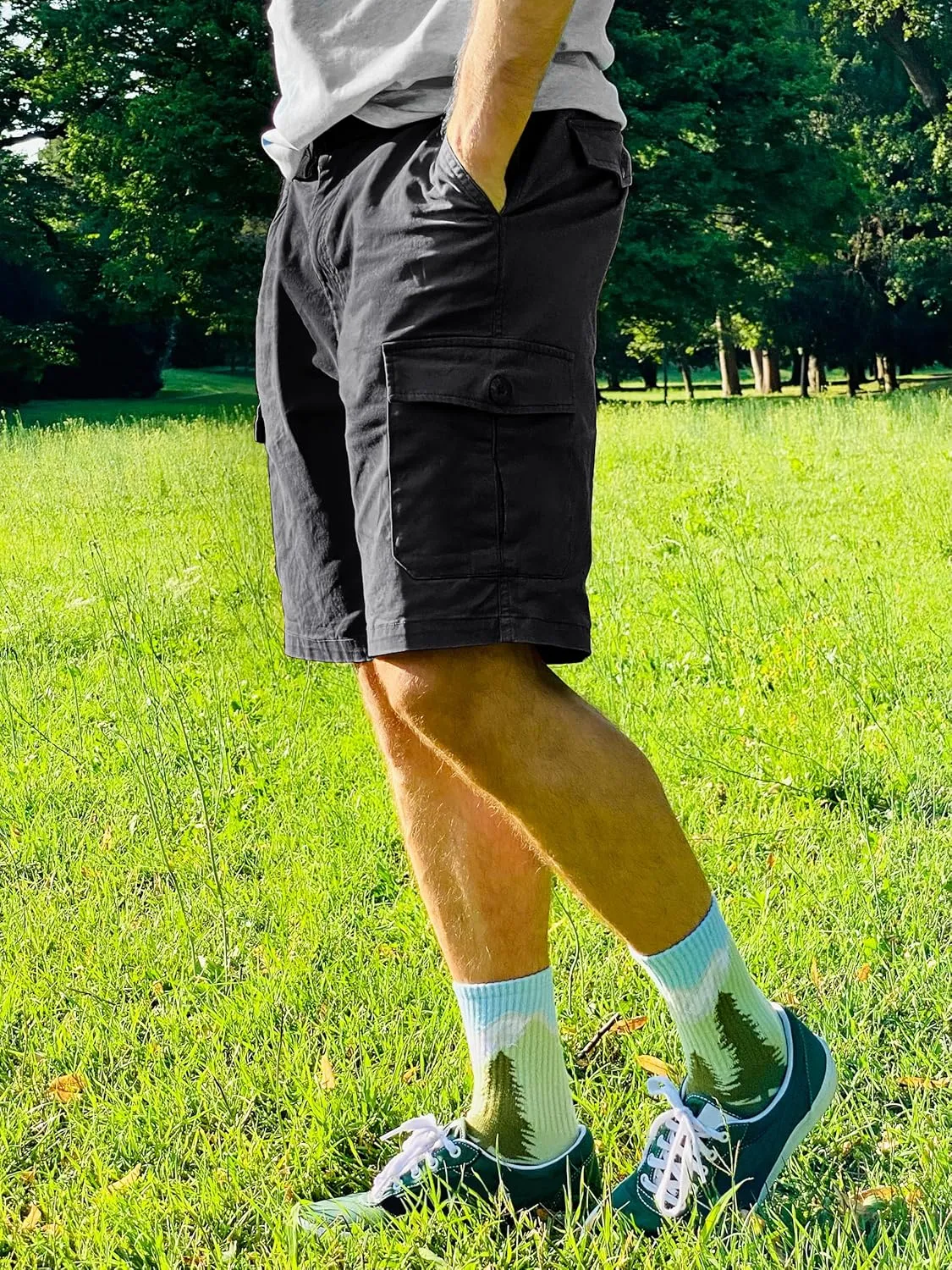 TACVASEN Men's Cargo Shorts Golf Elastic Waist Short for Men Cotton Hiking Shorts Stretchy Workout Short with Pockets