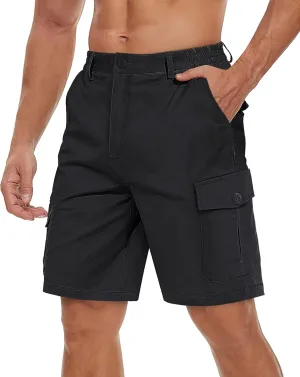TACVASEN Men's Cargo Shorts Golf Elastic Waist Short for Men Cotton Hiking Shorts Stretchy Workout Short with Pockets