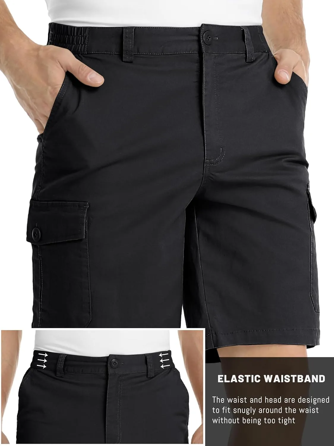 TACVASEN Men's Cargo Shorts Golf Elastic Waist Short for Men Cotton Hiking Shorts Stretchy Workout Short with Pockets