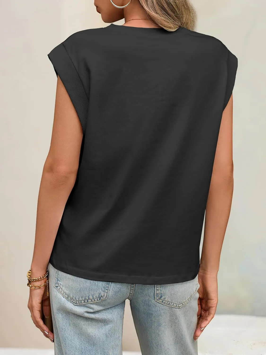 Tankaneo Womens Cap Sleeve Tank Tops Cotton Summer Casual Loose Fit Basic Tee Shirts 2025 Fashion