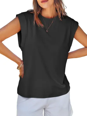 Tankaneo Womens Cap Sleeve Tank Tops Cotton Summer Casual Loose Fit Basic Tee Shirts 2025 Fashion