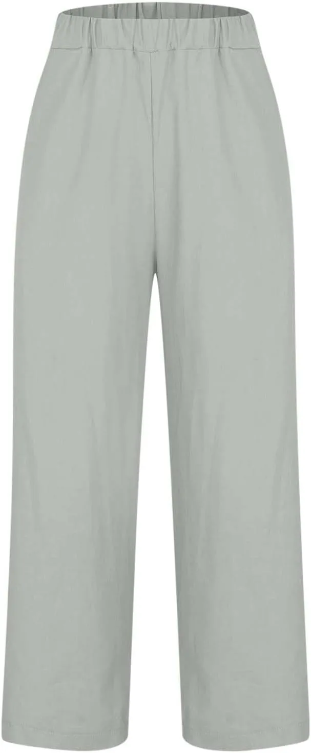 TARIENDY Cotton Linen Pants for Women Loose Fit Summer Casual Trousers Trendy Plus Size Wide Leg Beach Vacation Outfits