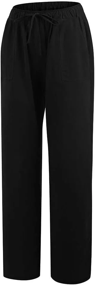 TARIENDY Wide Leg Pants for Women Casual Summer Beach Outfits Loose Comfy Palazzo Trousers Drawstring Elastic Waist Pant