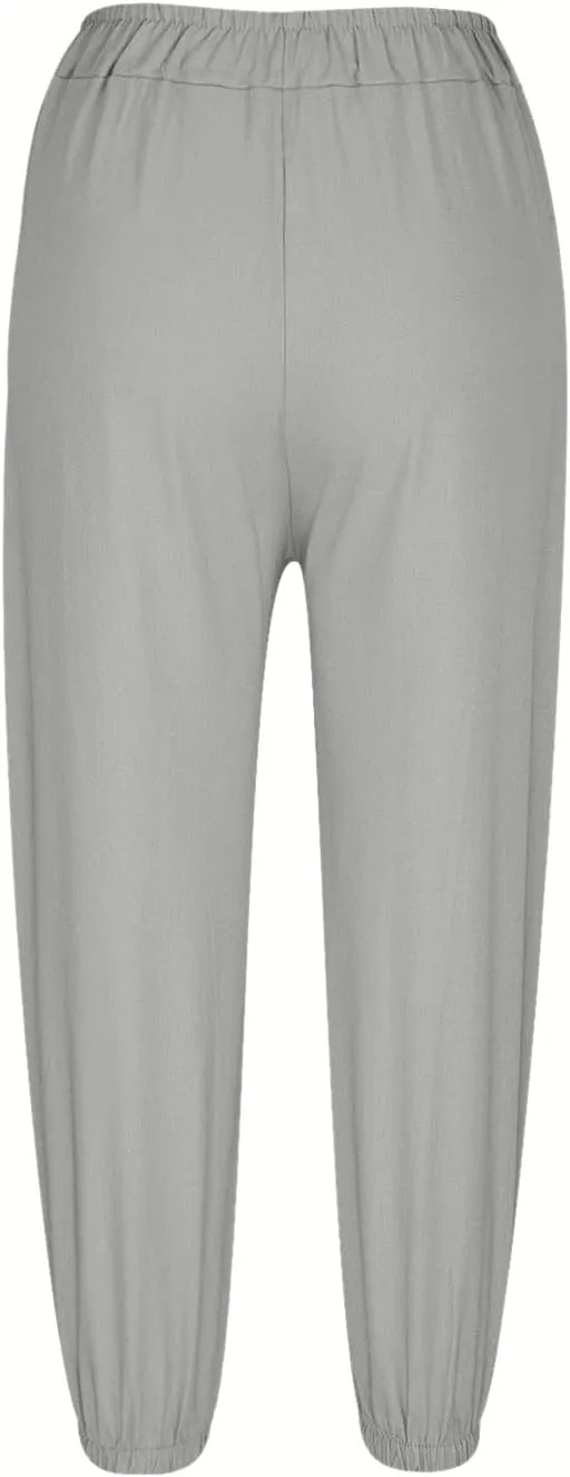 TARIENDY Women's Pants Casual Summer Lightweight Drawstring Elastic Waist Pant Wide Leg Beach Vacation Outfits with Pockets