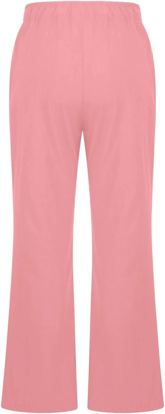 TARIENDY Women's Wide Leg Lounge Pants Ladies high Waisted Drawstring Outfits Casual Elastic Pants Summer Plain Trousers