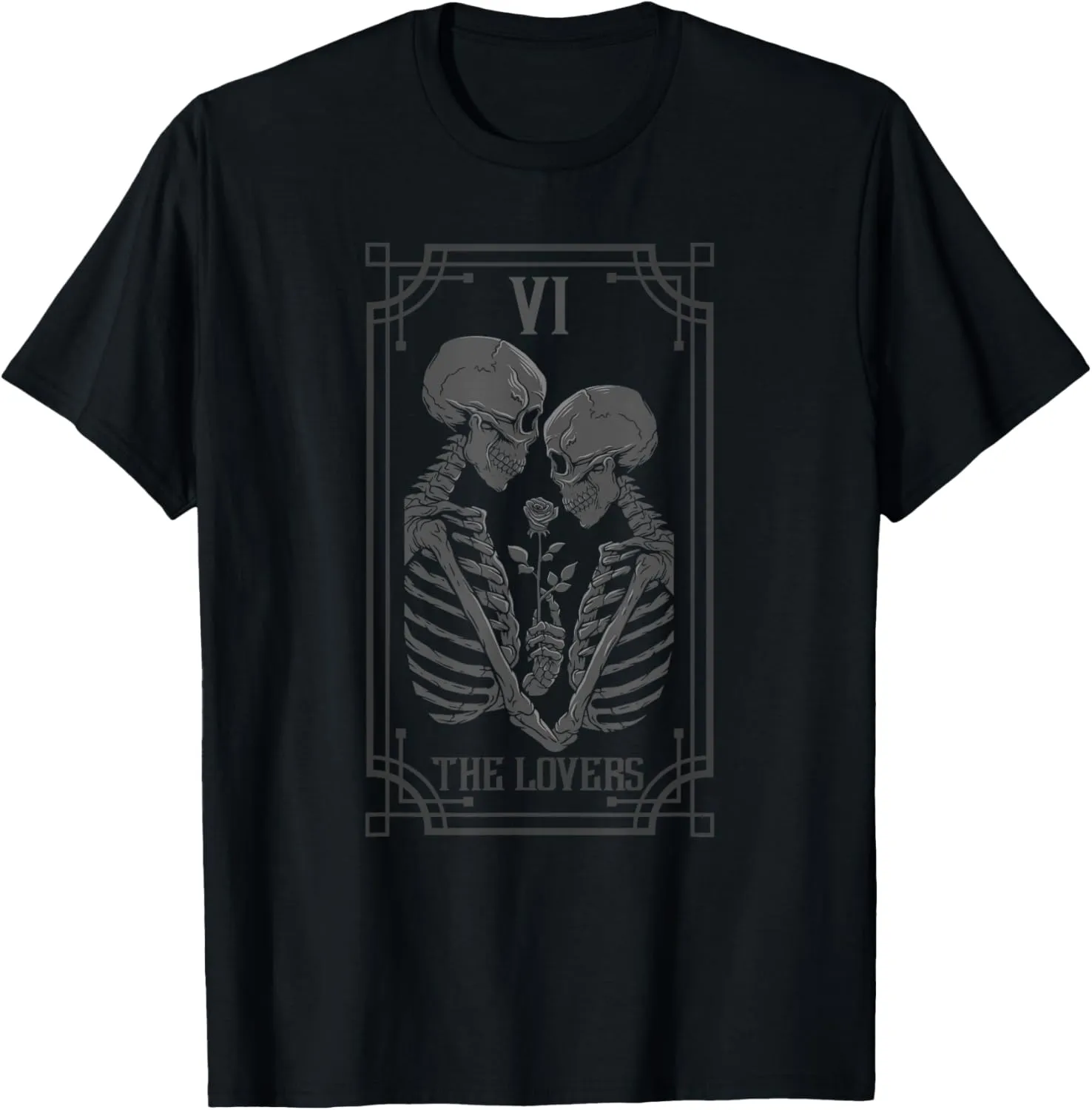 Tarot Card The Lovers Skeleton Goth Halloween Witch T-Shirt
