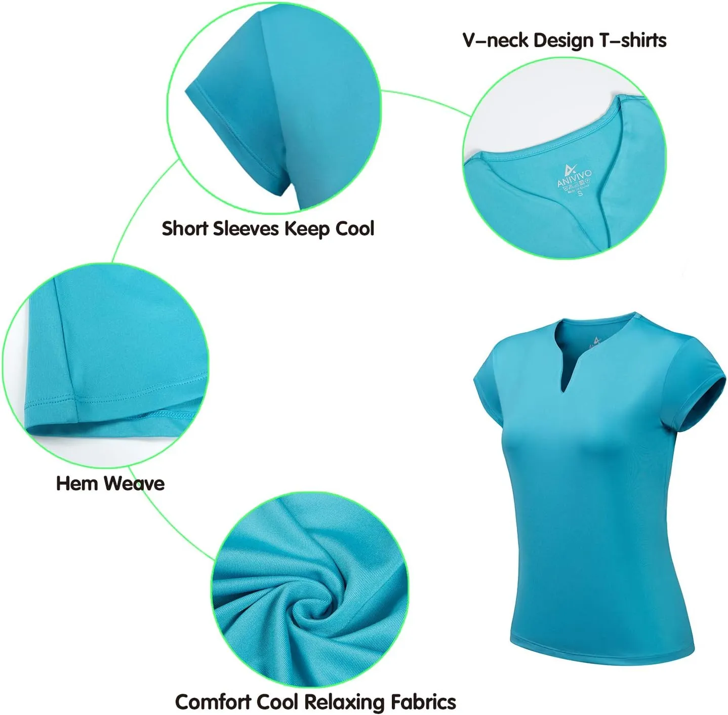 Tennis Shirts for Women Short Sleeves, Solid Golf T Shirts V-Neck Running Pickleball clothes for women