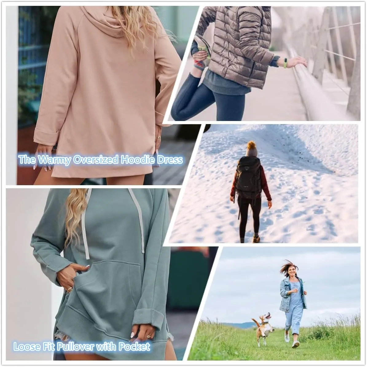 The Warmy Oversized Hoodie Dress, First Ones Hoodie Warmy Sweatshirt Dress Loose Fit Pullover with Pocket for Women