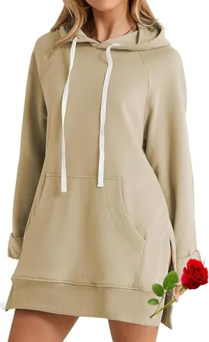 The Warmy Oversized Hoodie Dress, First Ones Hoodie Warmy Sweatshirt Dress Loose Fit Pullover with Pocket for Women
