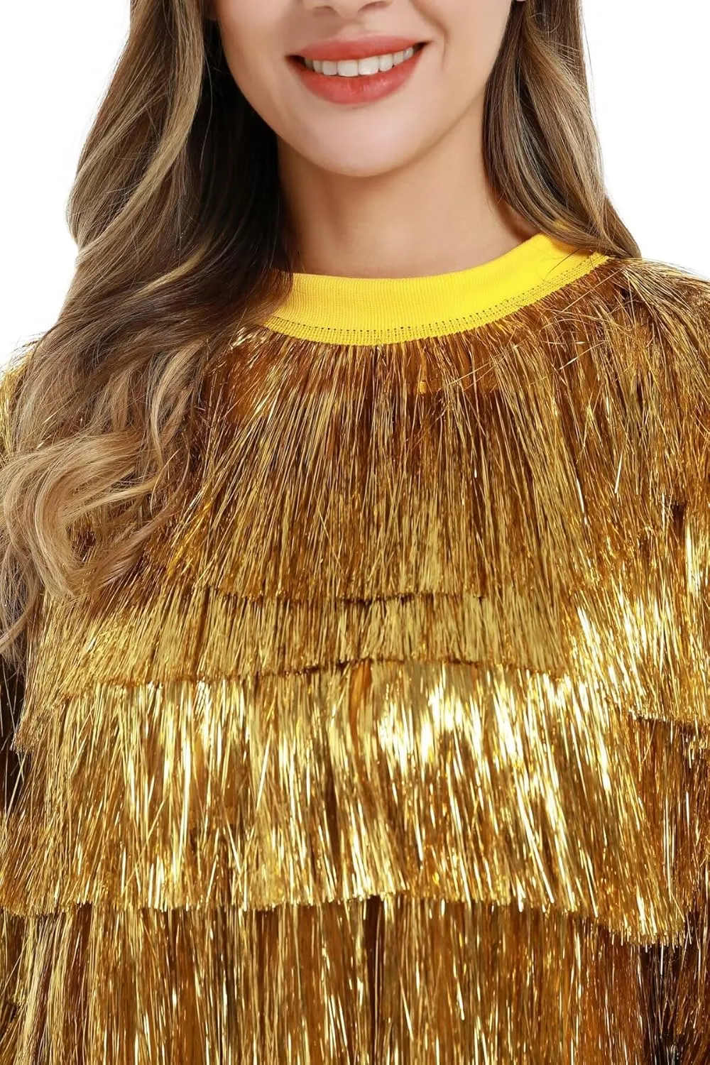 Tinsel Dress for Women, Multi Layer Tinsel Fringe Foil Dance Costume for Carnival Christmas Festive Party Event