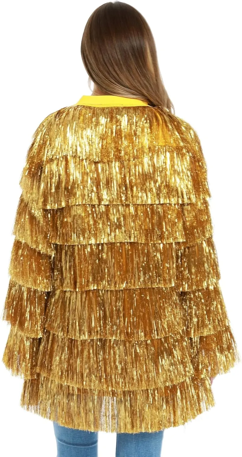 Tinsel Dress for Women, Multi Layer Tinsel Fringe Foil Dance Costume for Carnival Christmas Festive Party Event