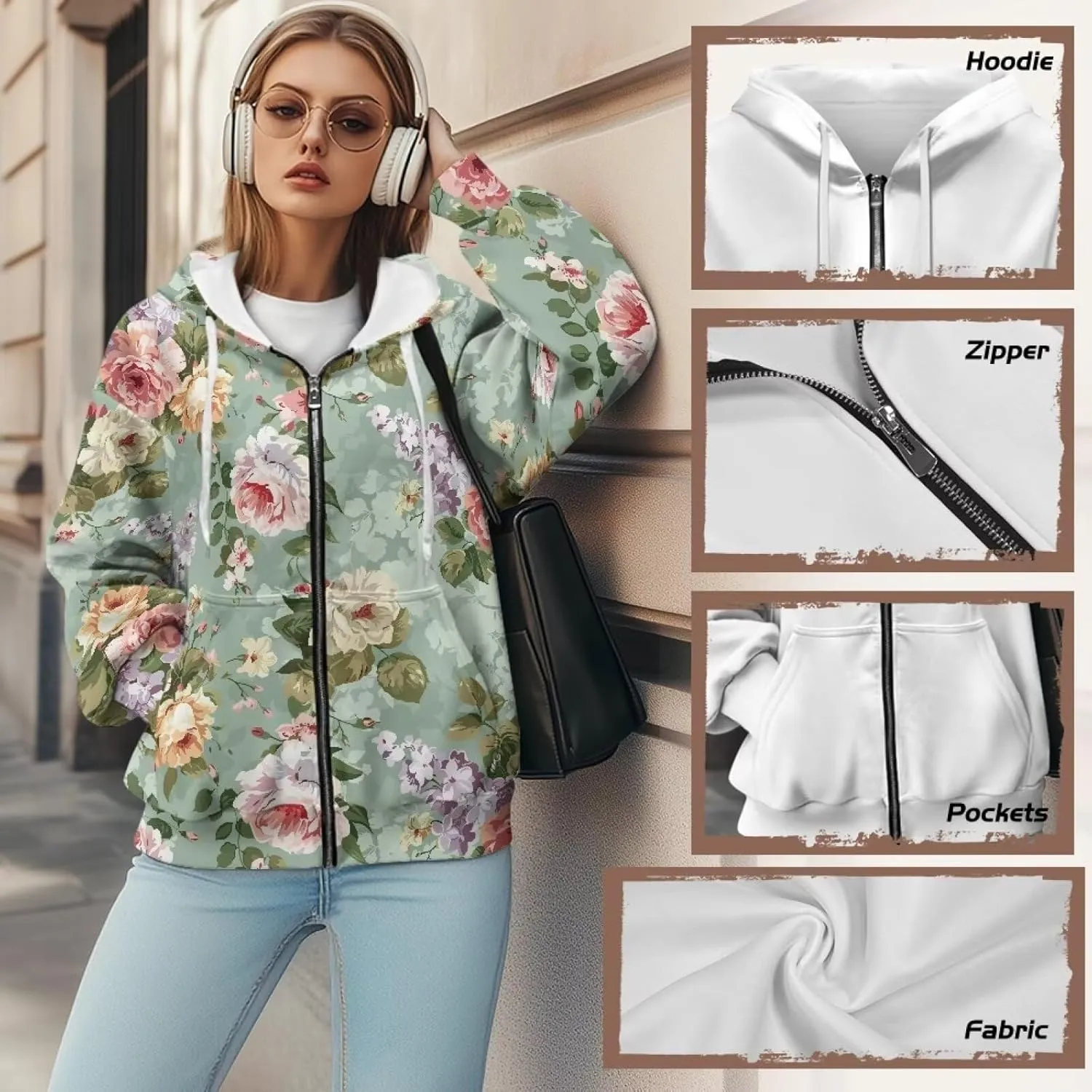 TODIYADDU Trendy Sweatshirts Womens Oversized Hoodies Fashion Zip Up Hooded with Pockets Casual Long Sleeve Pullover Hoodies