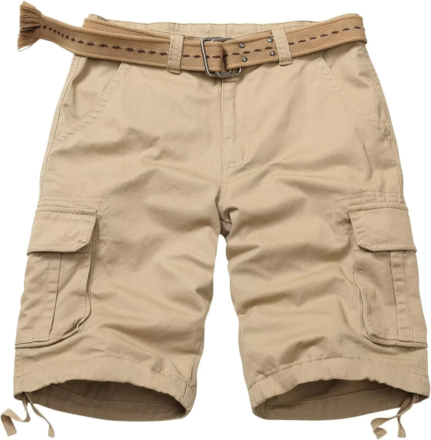 TRGPSG Men's Camo Multi-Pocket Relaxed Fit Casual Shorts,Outdoor Camouflage Twill Cargo Shorts 11" Inseam(No Belt)