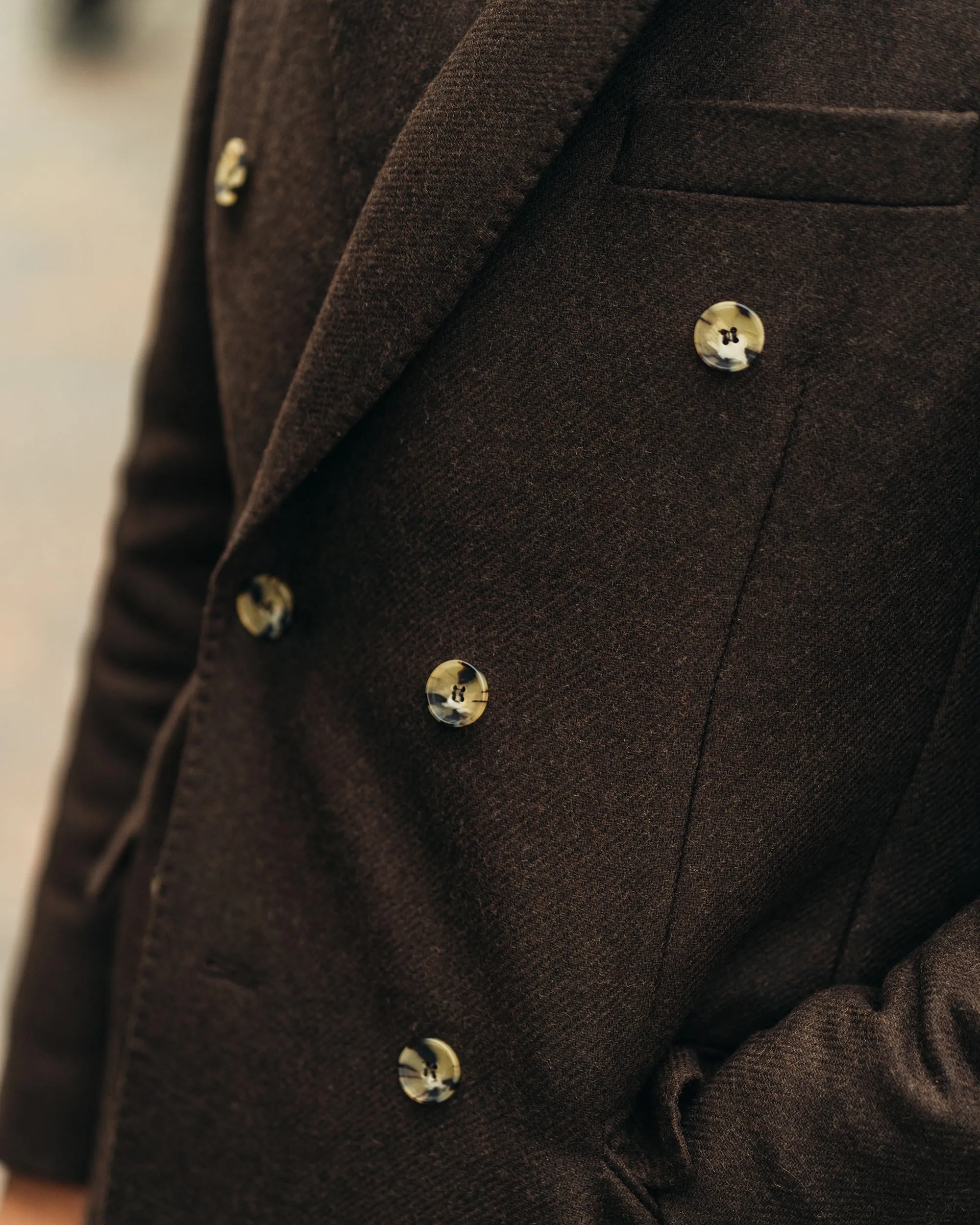 Troy Brown Double-Breasted Coat