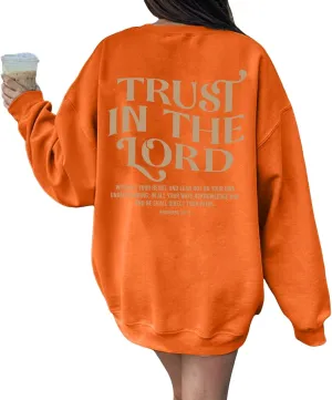 Trust in the Lord Christian Bible Verse Hoodies Jesus Saves Faith Sweatshirt Pullover Tops Harajuku Streetwear