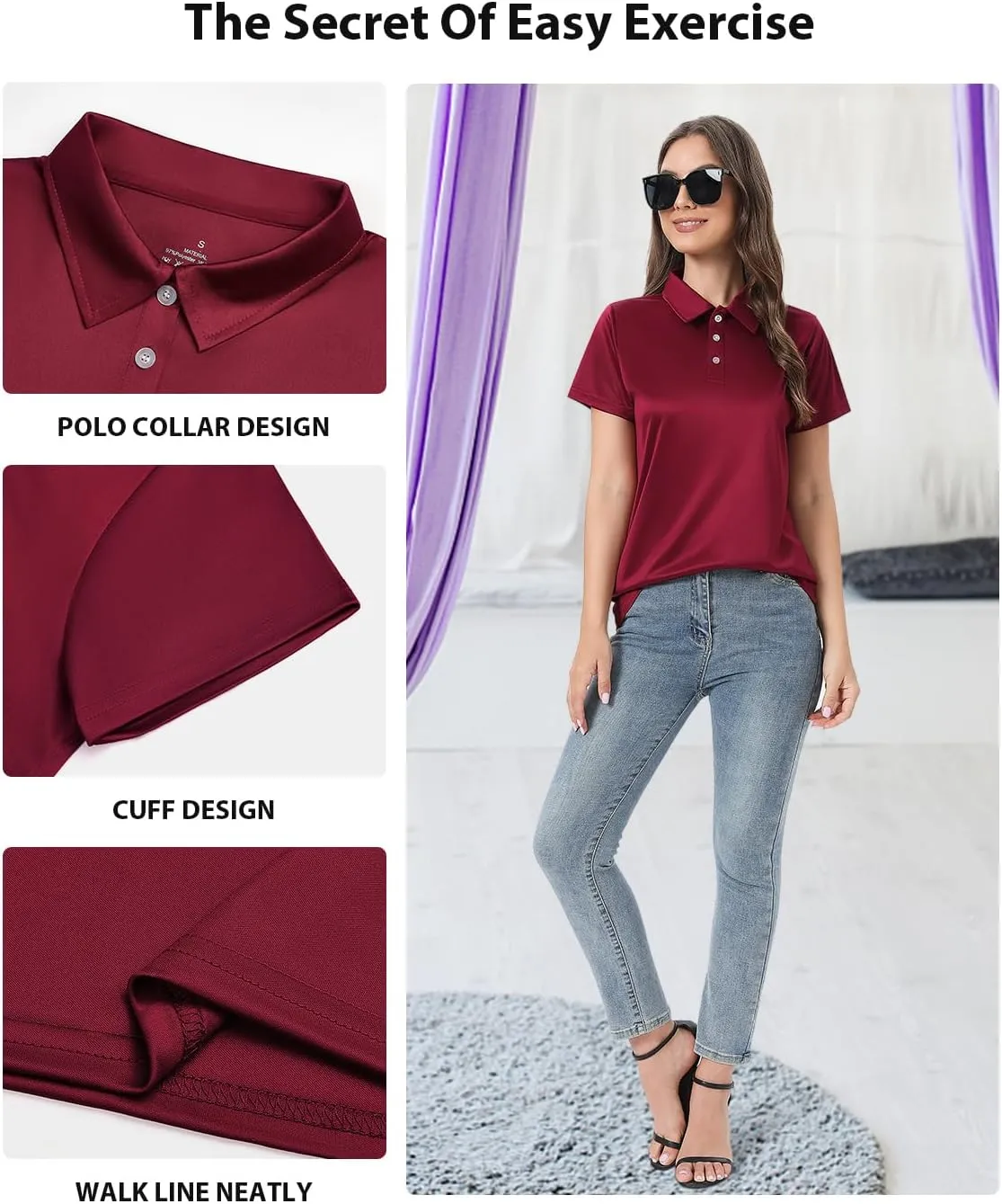 Ullnoy Women Soft Polo Shirts Short Sleeve Dry Fit Golf Shirt for Women Moisture Wicking Athletic Polo Tee Pack