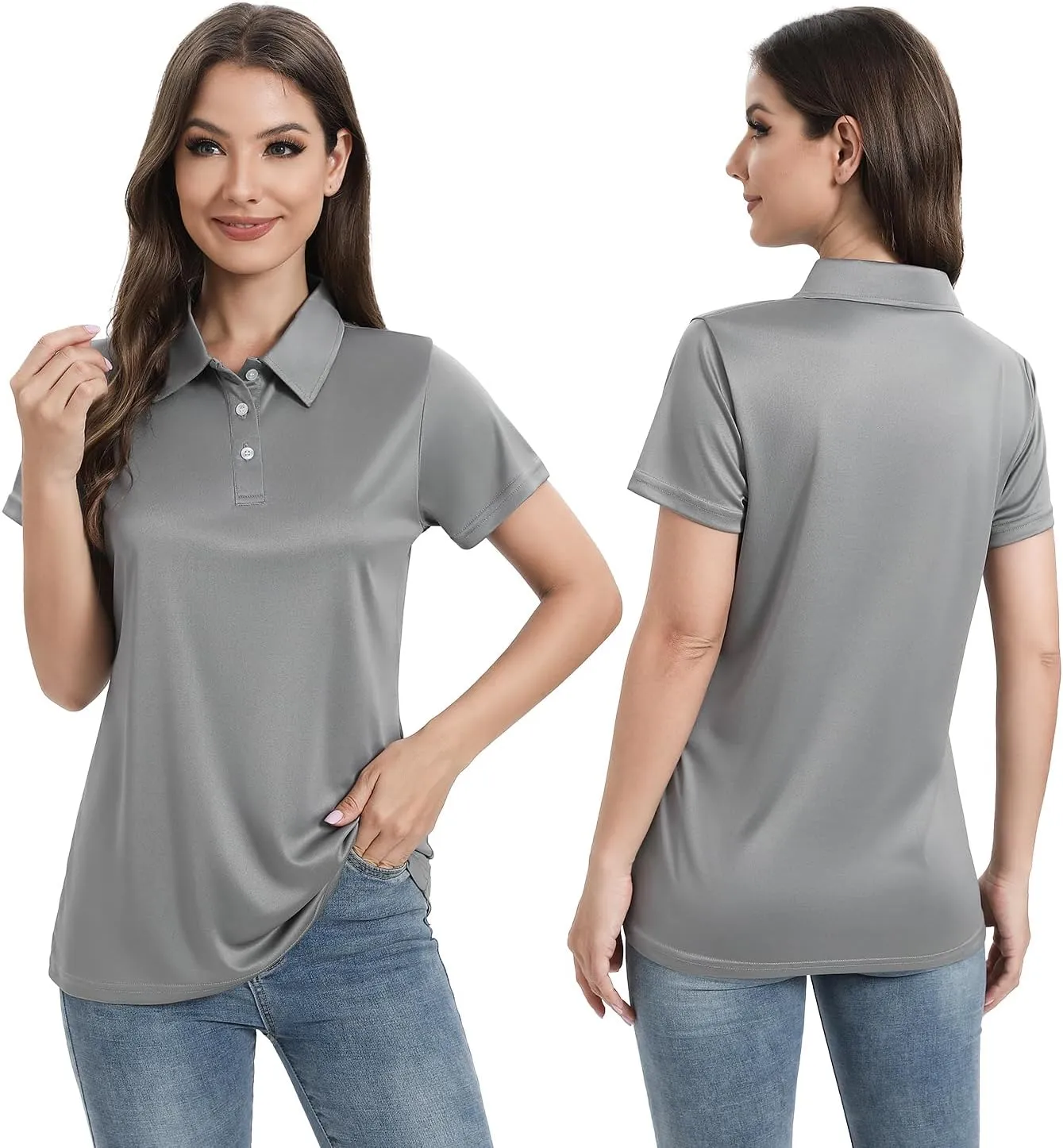 Ullnoy Women Soft Polo Shirts Short Sleeve Dry Fit Golf Shirt for Women Moisture Wicking Athletic Polo Tee Pack