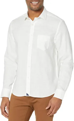 UNTUCKit Wrinkle-Resistant Linen Vin Santo Shirt Bright White LG Regular Fit
