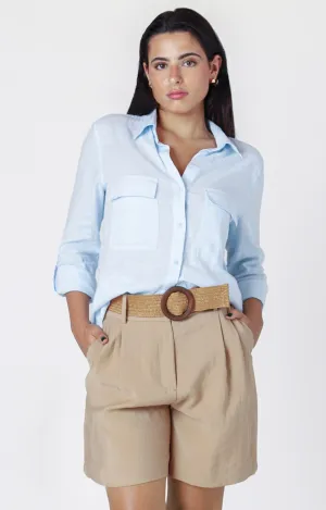 Utility Linen Shirt - Sky Blue