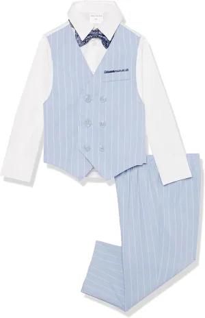 Van Heusen Boys' 4-Piece Formal Suit Set, Vest, Pants, Collared Dress Shirt, and Tie