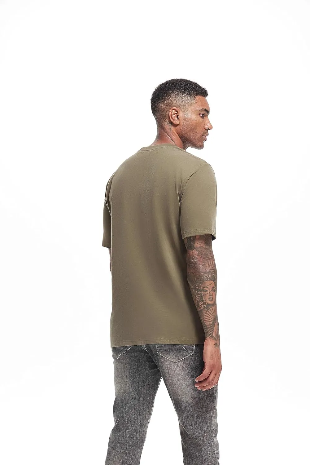 VEIISAR Men's Heavy Weight Crew Neck T-Shirt Mens Premium Cotton Tee - Pre Shrunk S-3XL