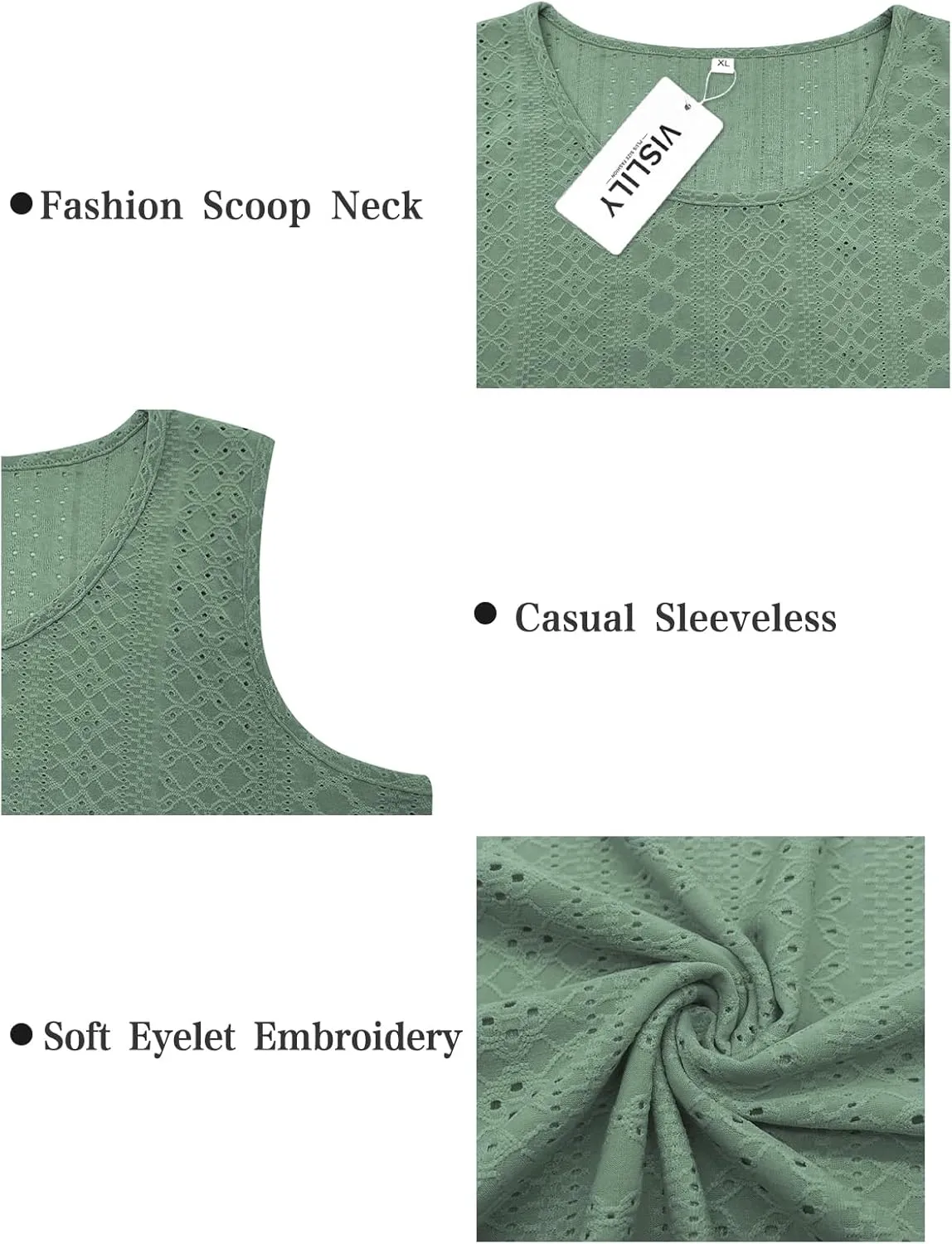 VISLILY Womens-Plus-Size-Summer-Tank-Tops Scoop Neck Camisole Sleeveless T Shirts Flowy Eyelet Embroidery Tunics Tee XL-5XL