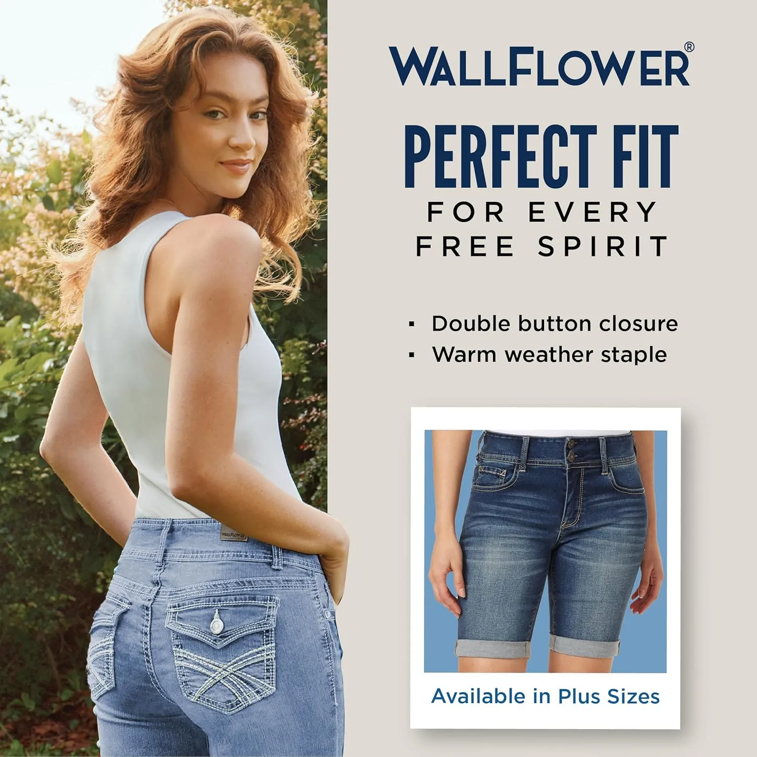 WallFlower Women's Ultra Denim Bermuda Shorts 9" Mid-Rise Insta Soft Juniors (Available in Plus Sizes)